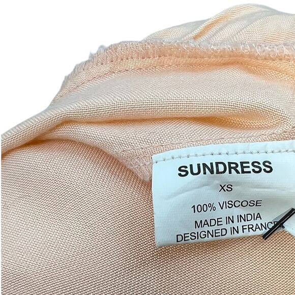 Sundress Indiana Dress Tunic Beach‎ Tasseled Beaded Peach Neon Pink Size XS - Picture 12 of 13